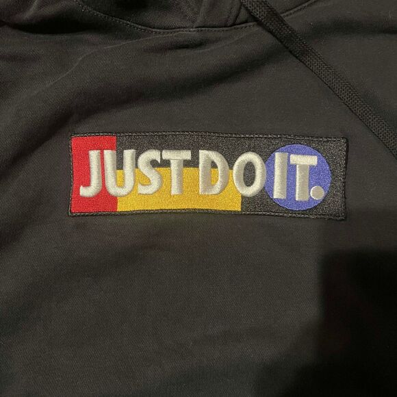 Nike Just Do It Hoodie Mens Fade Black Spell Out Embroidered - Picture 3 of 4